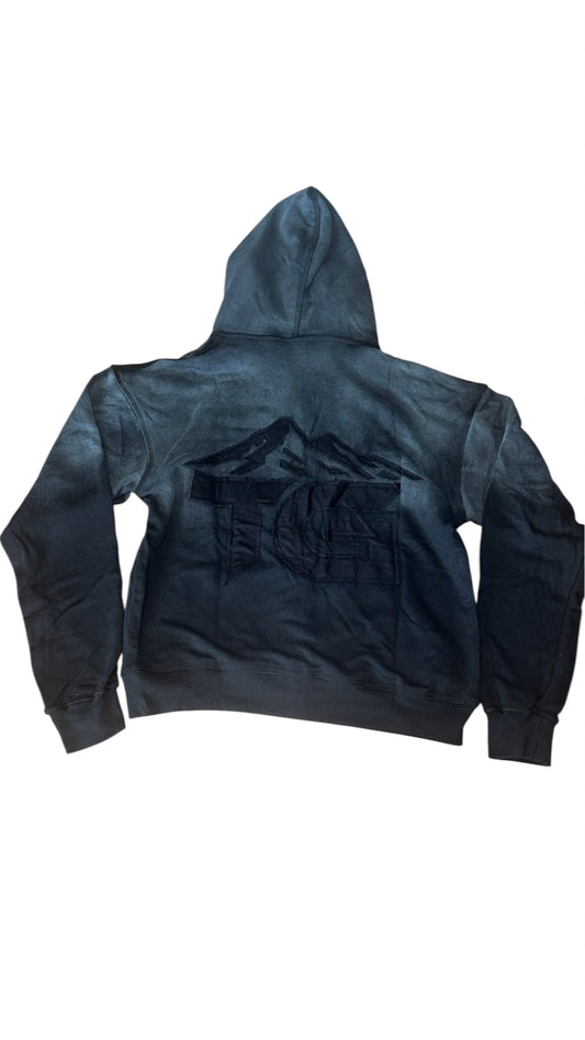 Trap Goat Short & Hoodie Set (Sun fade triple black diamond studded)