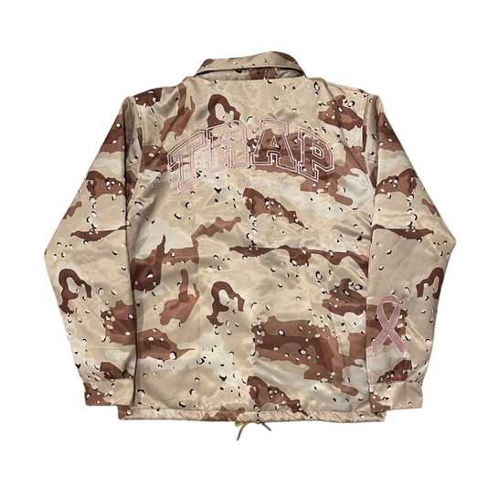Breast Cancer Awareness Trap Goat Coach Jacket (Camo)