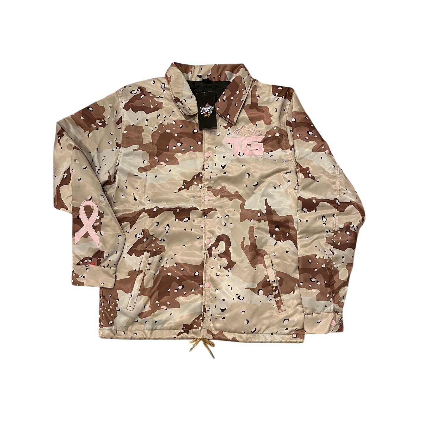 Breast Cancer Awareness Trap Goat Coach Jacket (Camo)